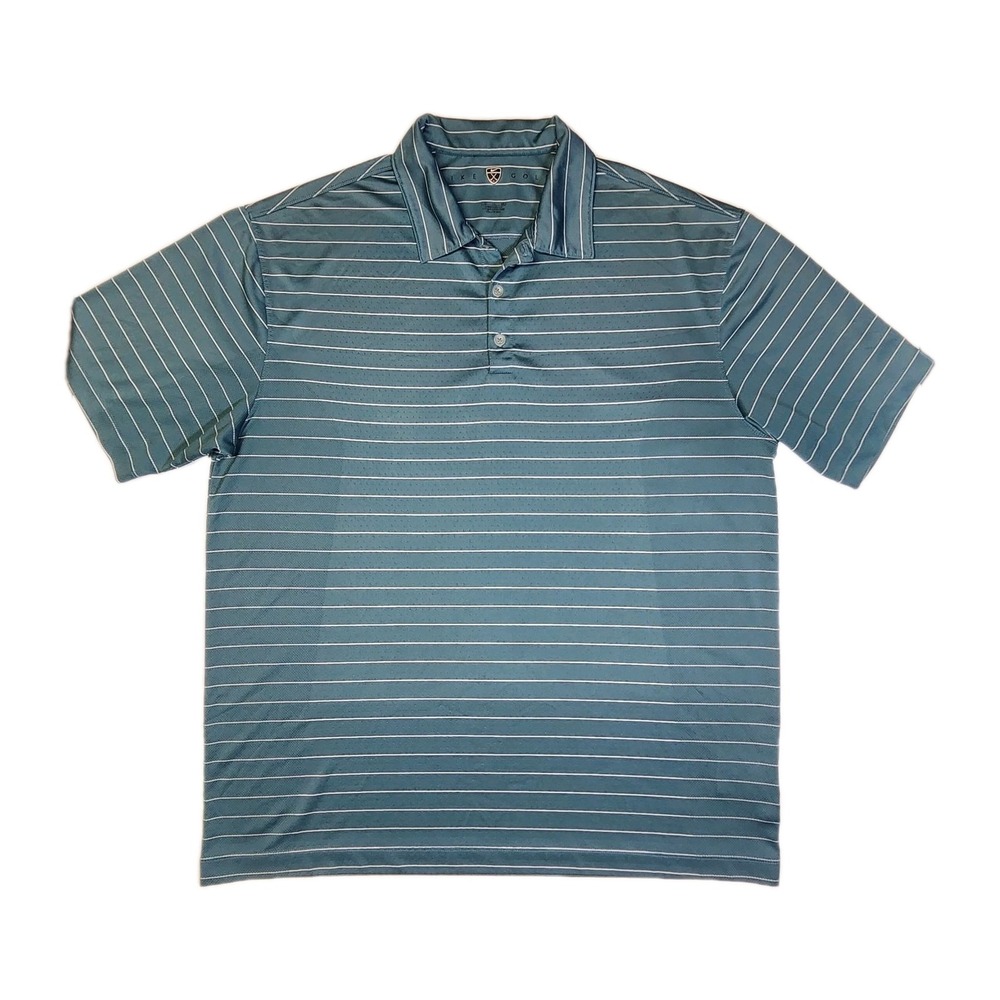 Nike Golf Dri-Fit Polo Shirt Mens XL Green White Stripe SS Style 231584
